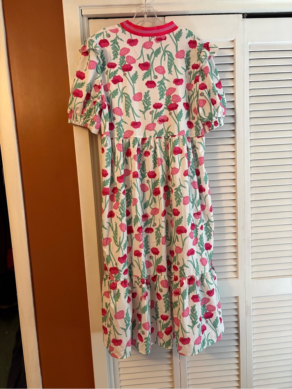 Floral Midi Dress 2X • Pink & Green Floral • Short Sleeve - Picture 4 of 4